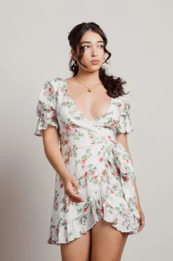 Tobi Some Perspective Floral Plunging Mini Dress -