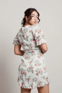 Tobi Some Perspective Floral Plunging Mini Dress -