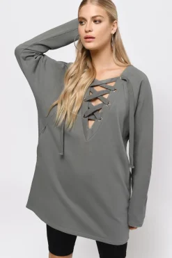 Tobi Sophia Lace Up Mini Dress - Black
