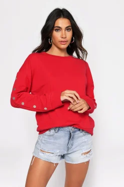 Tobi Sophie Snap Button Sweatshirt - Black