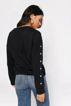Tobi Sophie Snap Button Sweatshirt - Black
