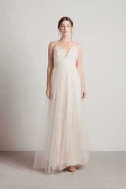 Tobi Spring Flowers Embroidered Sheer Maxi Dress -