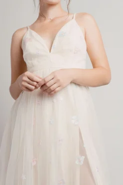 Tobi Spring Flowers Embroidered Sheer Maxi Dress -