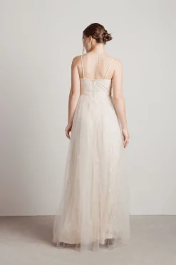 Tobi Spring Flowers Embroidered Sheer Maxi Dress -