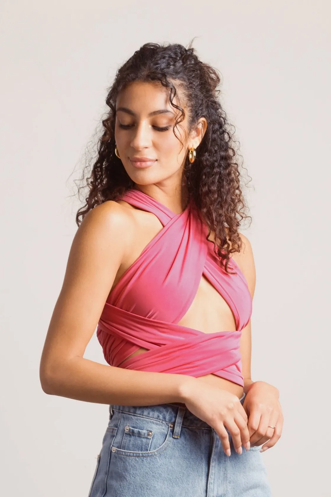 Tobi Spring Rain Crop Top - Black