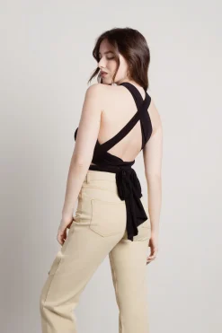 Tobi Spring Rain Crop Top - Black