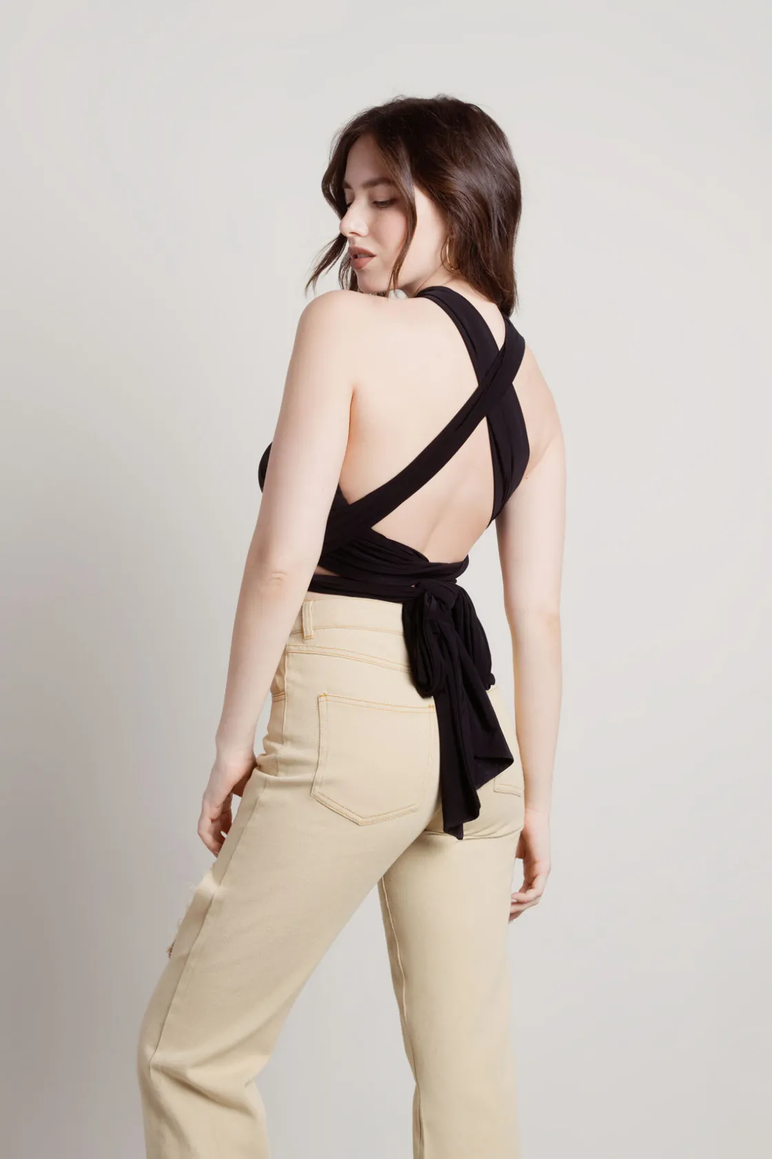 Tobi Spring Rain Crop Top - Black