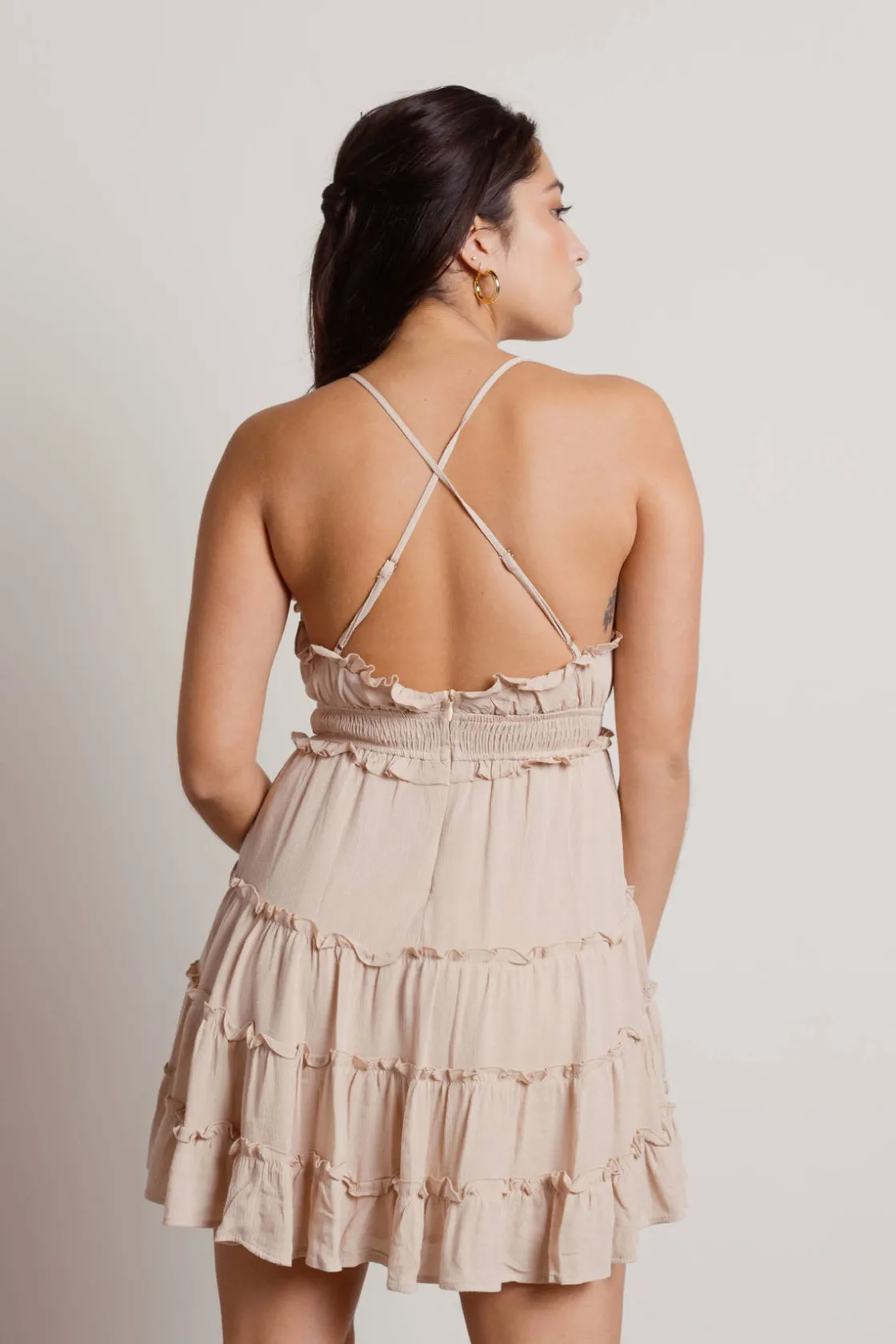 Tobi Stargazer Tiered Skater Mini Dress -