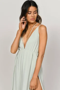 Tobi Starry Sky Deep V High Slit Maxi Dress -