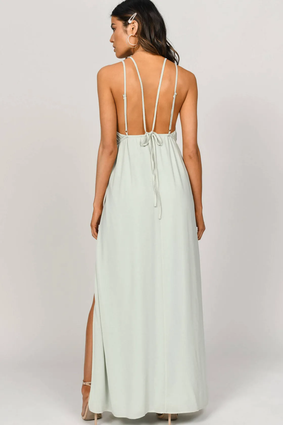 Tobi Starry Sky Deep V High Slit Maxi Dress -