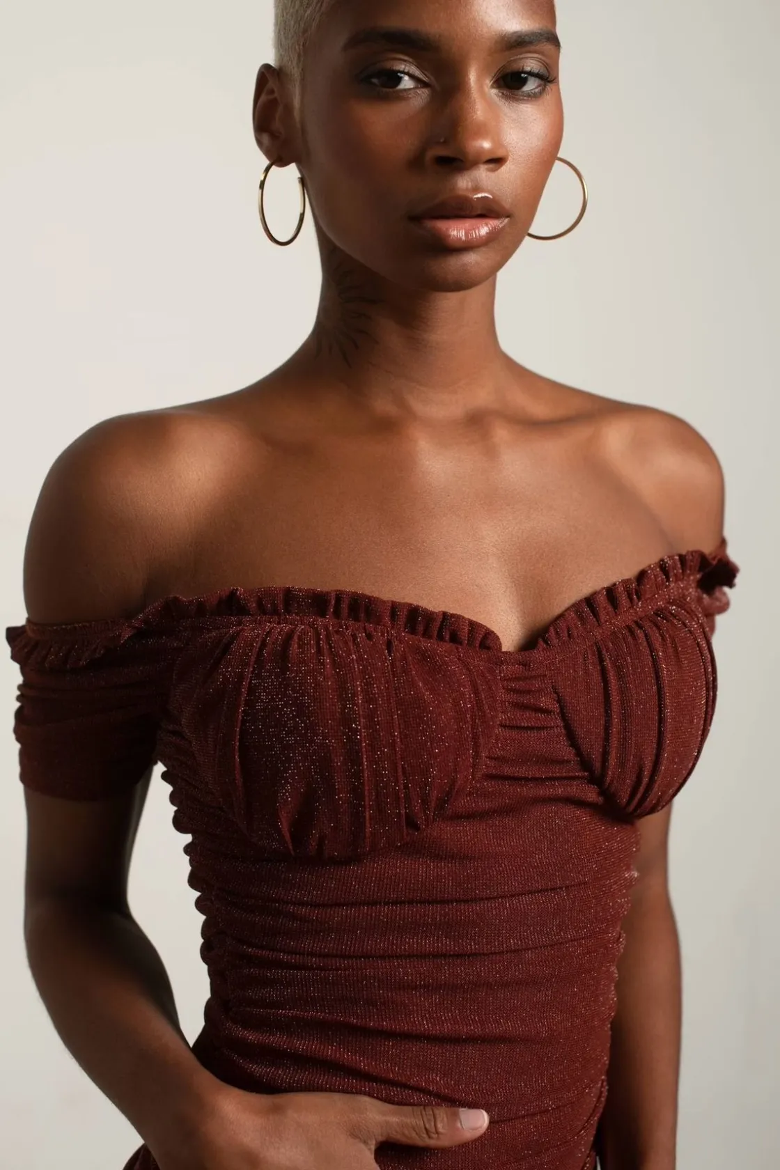 Tobi Stay Around Metallic Bustier Mini Dress -
