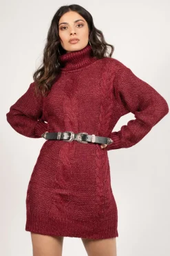 Tobi Stay Home Turtleneck Sweater Mini Dress -