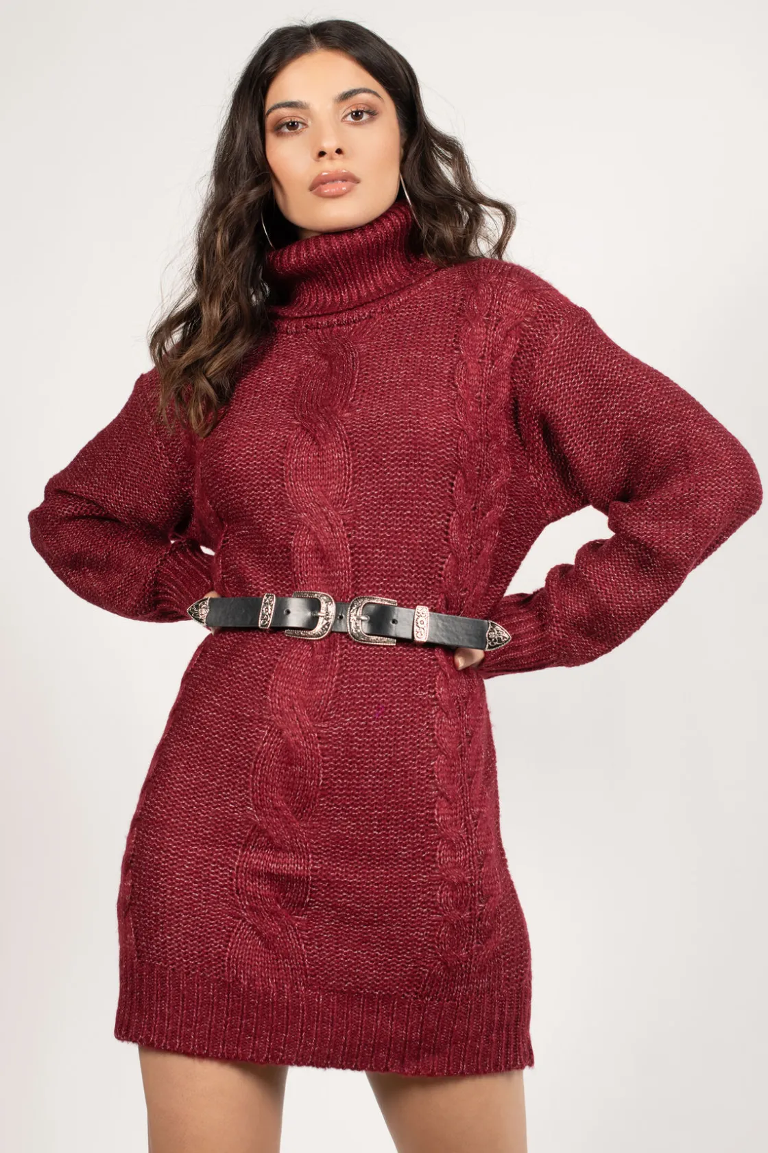 Tobi Stay Home Turtleneck Sweater Mini Dress -