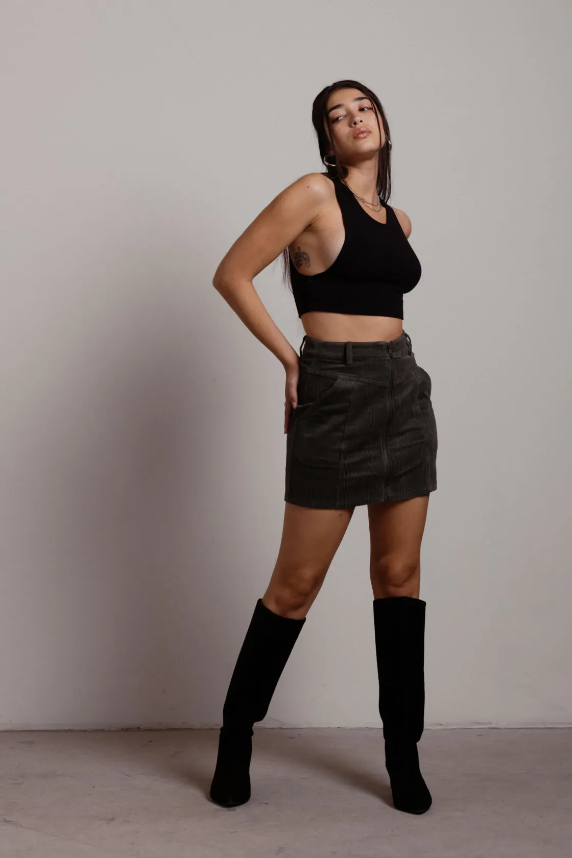Tobi Stay Low Key Corduroy Mini Skirt -