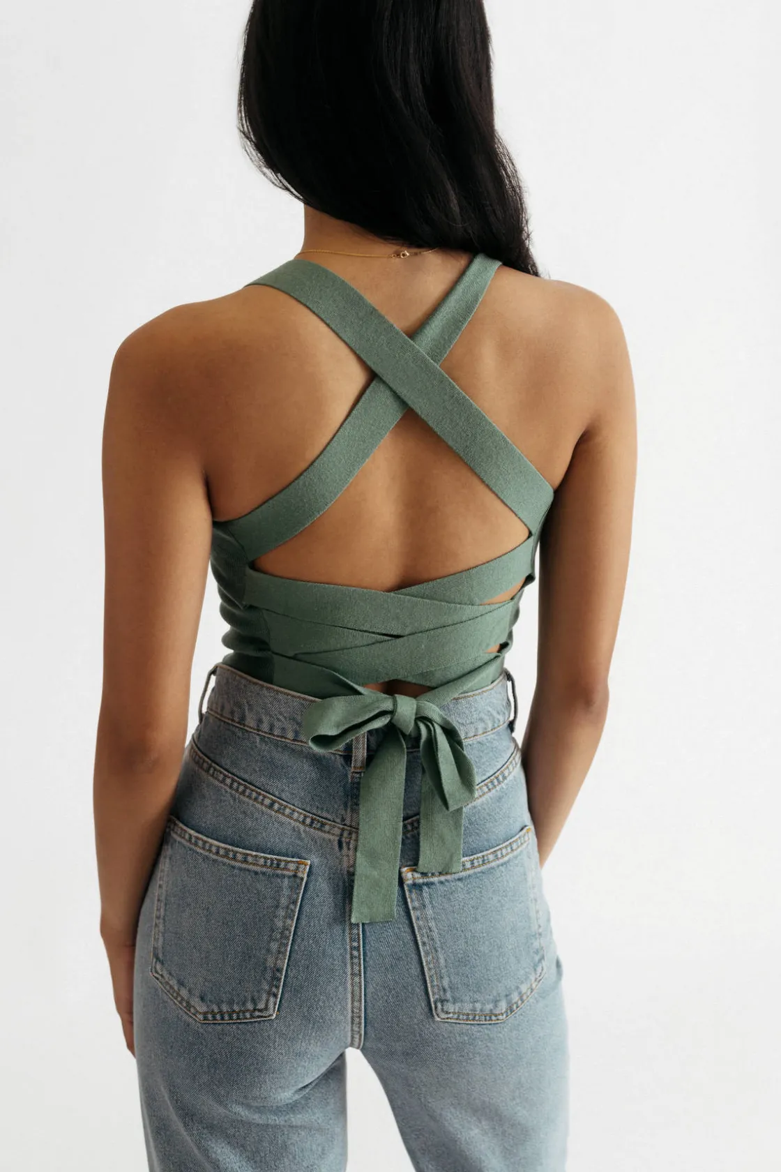 Tobi Stay Motivated Crop Top - Sage