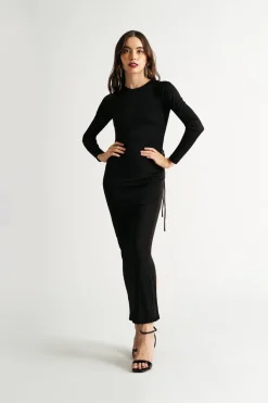 Tobi Stay The Night Lace Up Bodycon Maxi Dress -