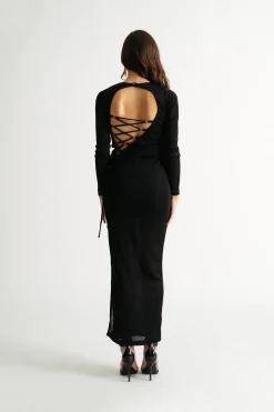 Tobi Stay The Night Lace Up Bodycon Maxi Dress -