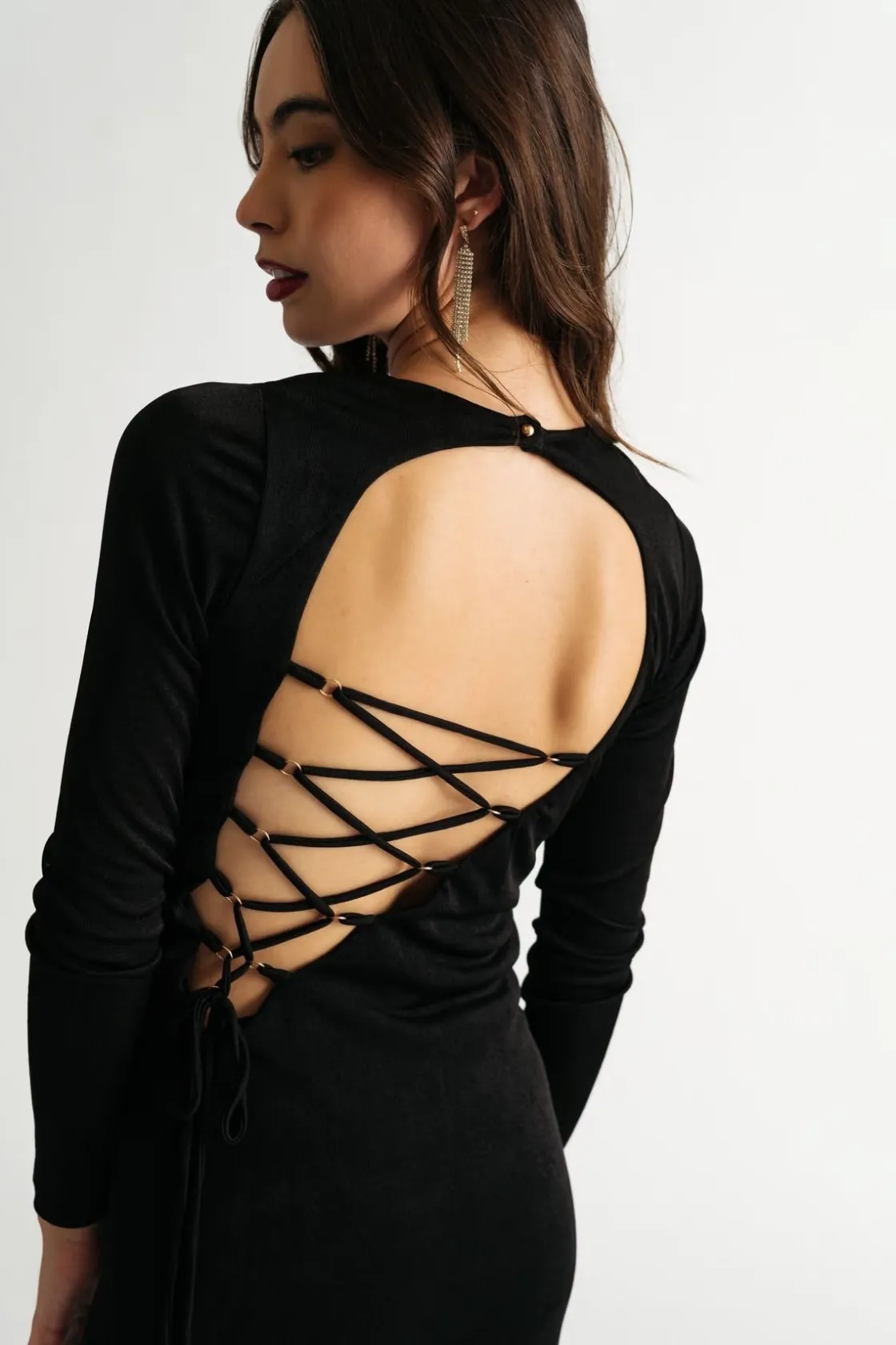 Tobi Stay The Night Lace Up Bodycon Maxi Dress -