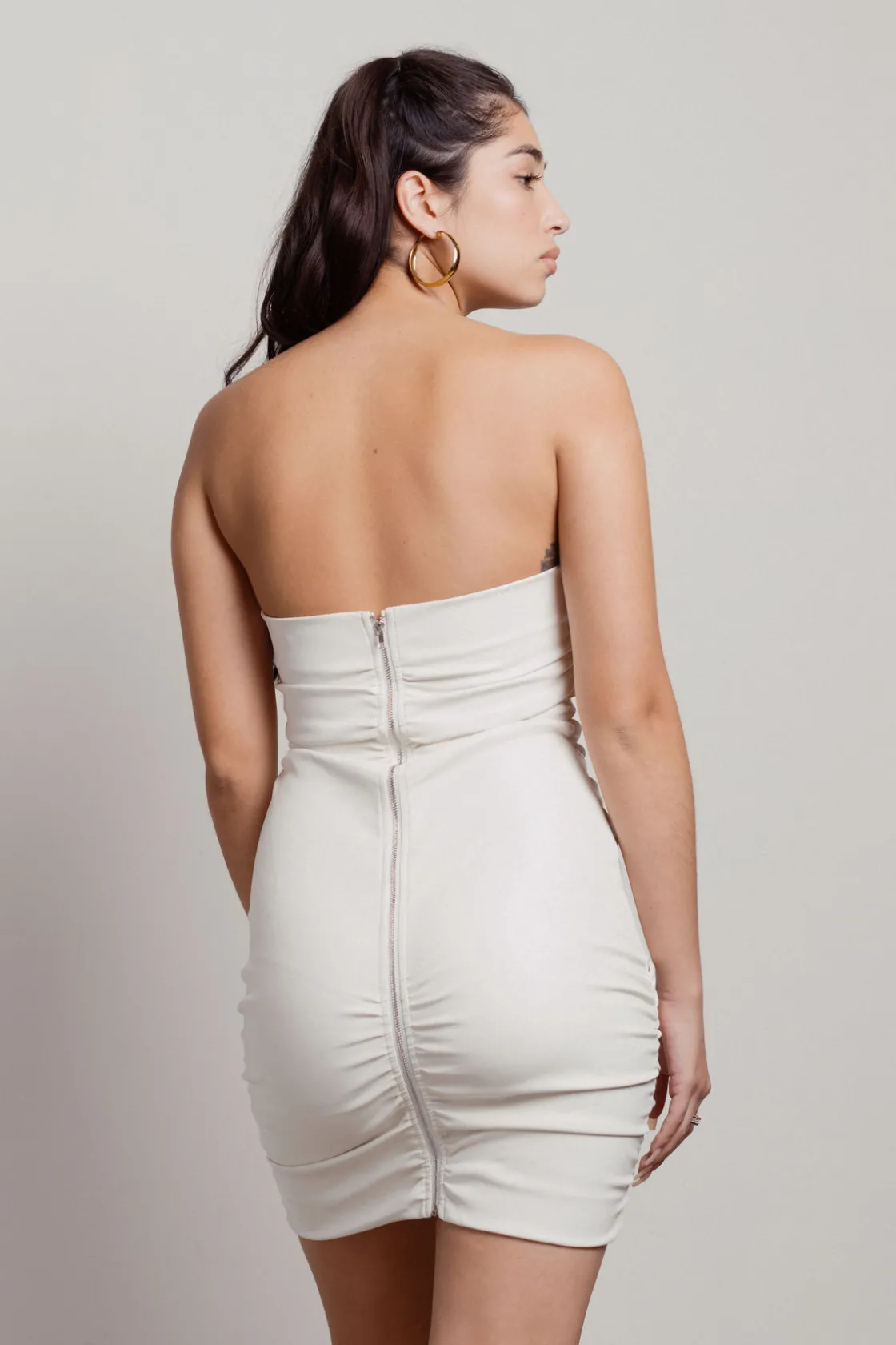 Tobi Stay Up Strapless Pleather Mini Dress -