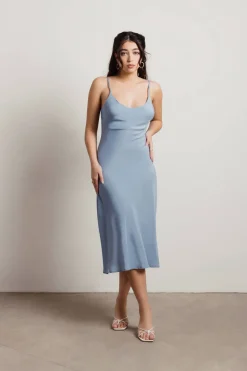 Tobi Stay With Me Stone Blue Midi Dress