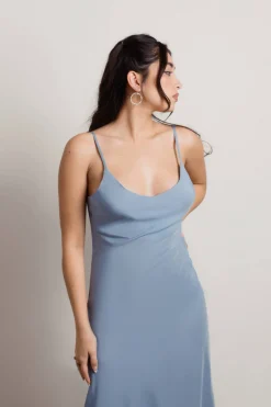 Tobi Stay With Me Stone Blue Midi Dress