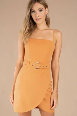 Tobi Stella Belted Surplice Mini Dress - Yellow