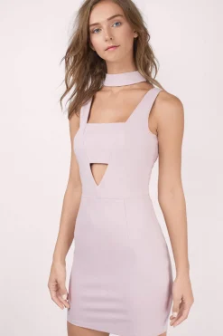 Tobi Step By Step Choker Bodycon Mini Dress - Mauve