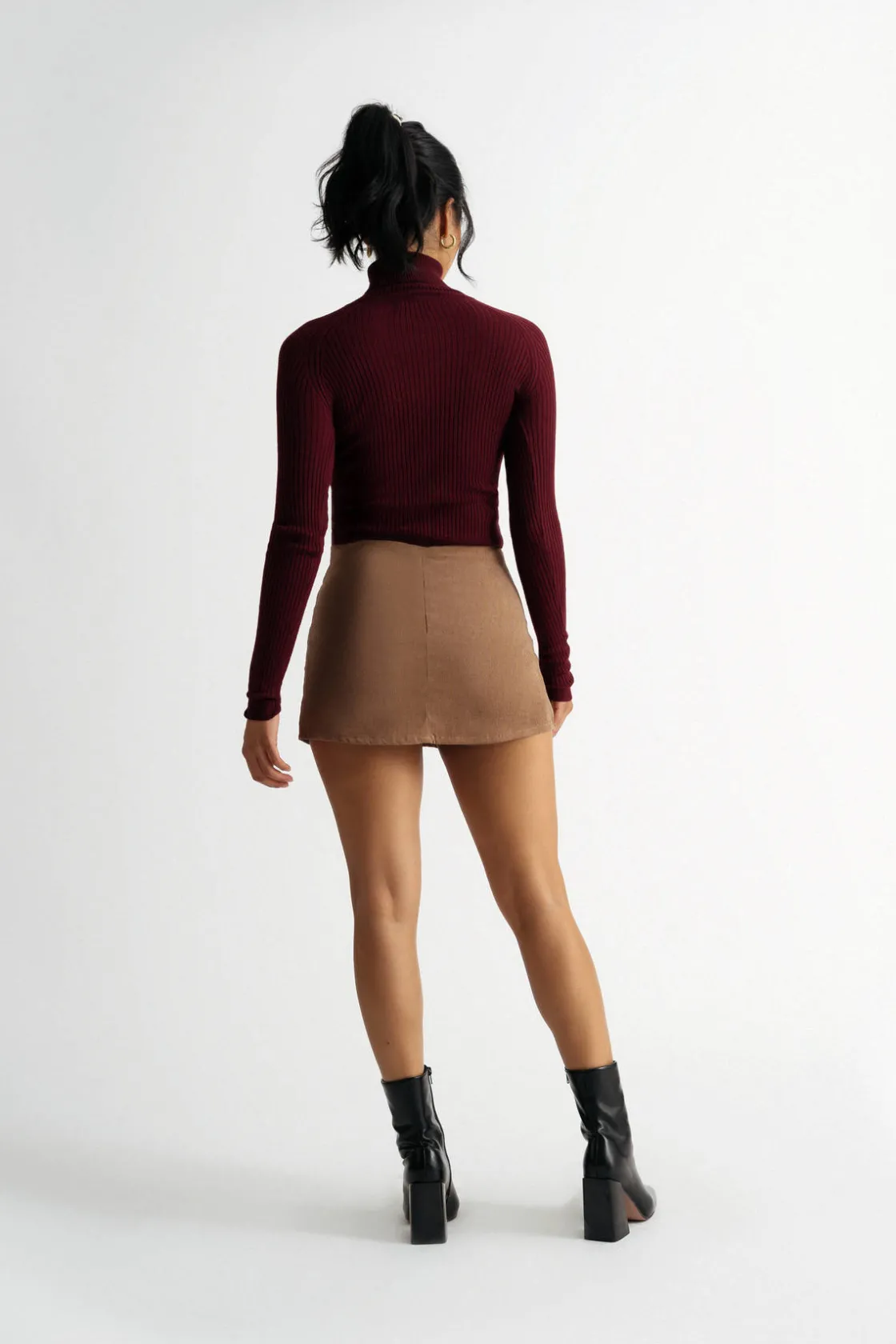 Tobi Stick Around Turtleneck Sweater - Dark Red