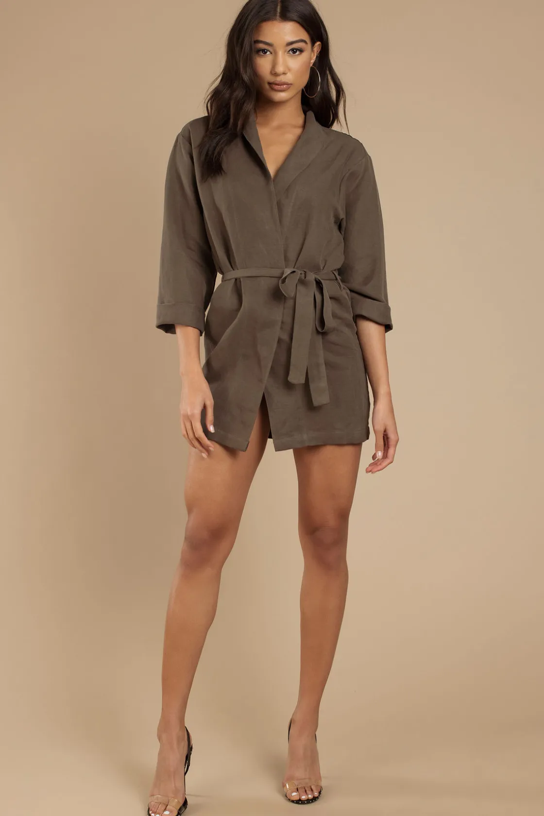 Tobi Stillwater The Ines Collared Wrap Mini Dress -
