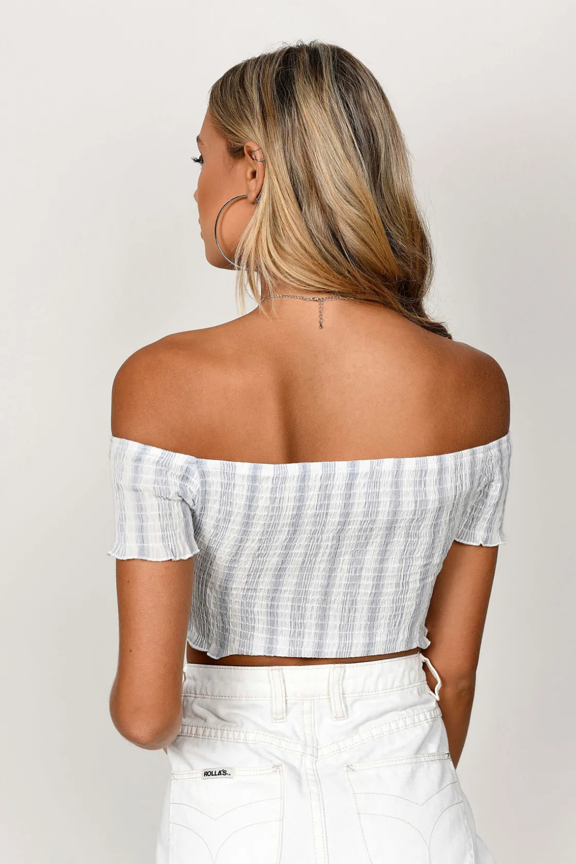 Tobi Straight To You Crop Top - Blue Multi