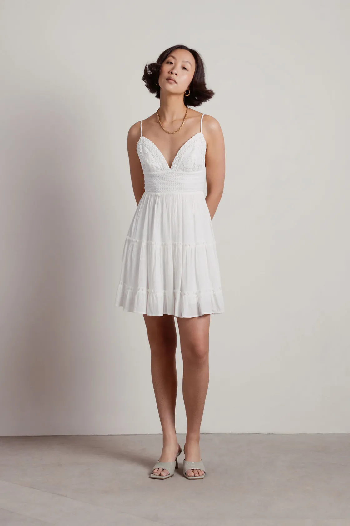 Tobi Summer Breeze Lace Skater Mini Dress -