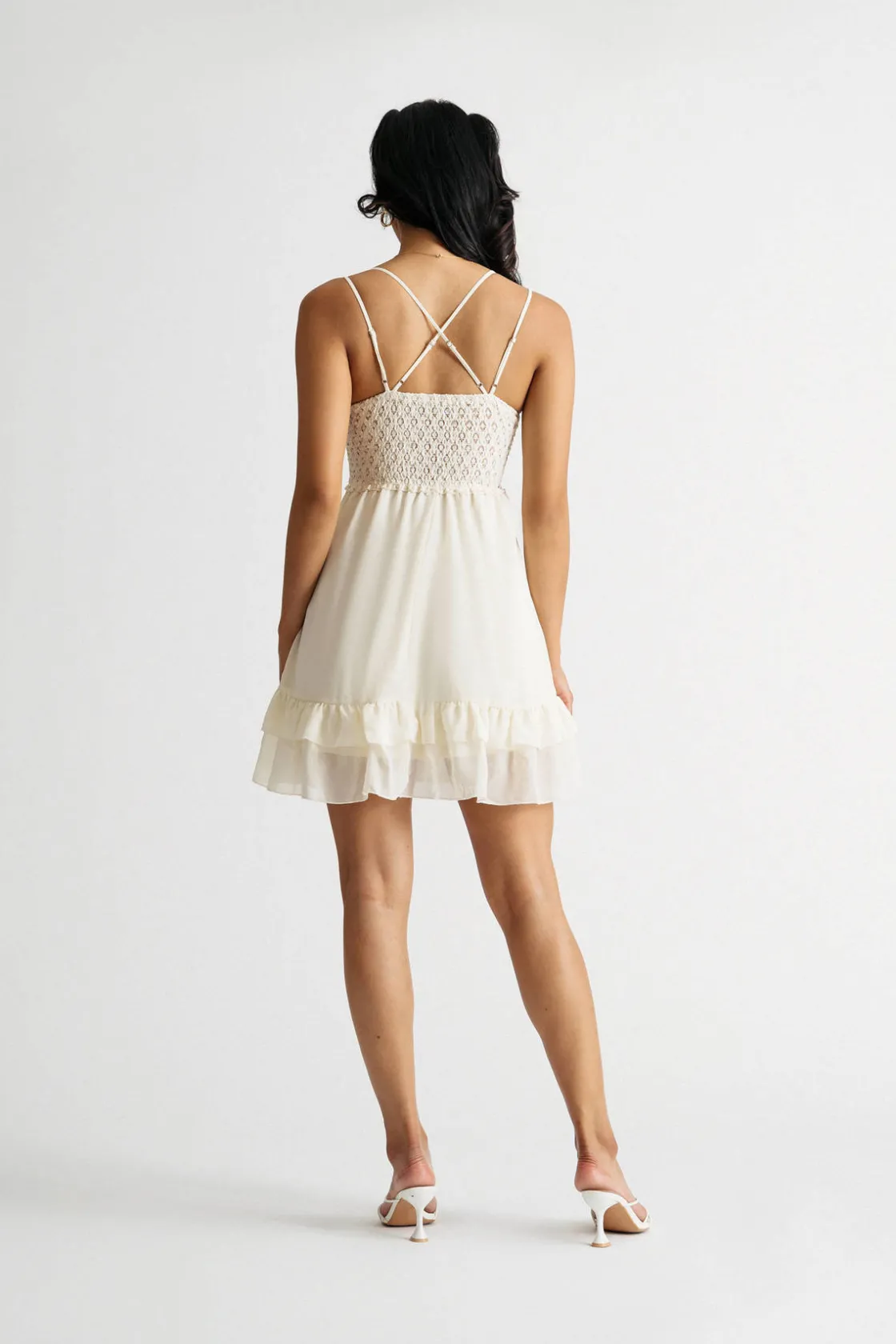 Tobi Summer Sweetness Lace Ruffle Skater Mini Dress