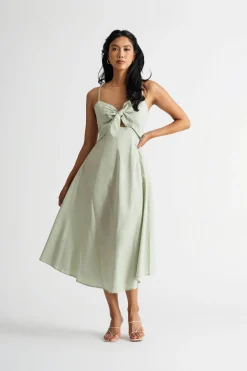 Tobi Sunny Rays Adjustable Front Bow Cutout Midi Dress