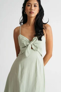 Tobi Sunny Rays Adjustable Front Bow Cutout Midi Dress