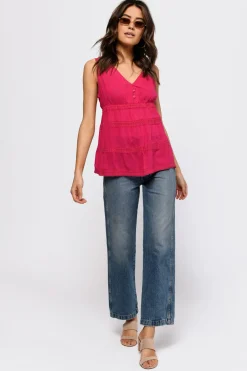 Tobi Sunny Sundays Lace Trim Blouse -
