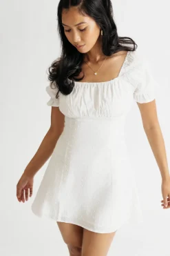 Tobi Sunny Village Swiss Dot Puff Sleeve Skater Dress