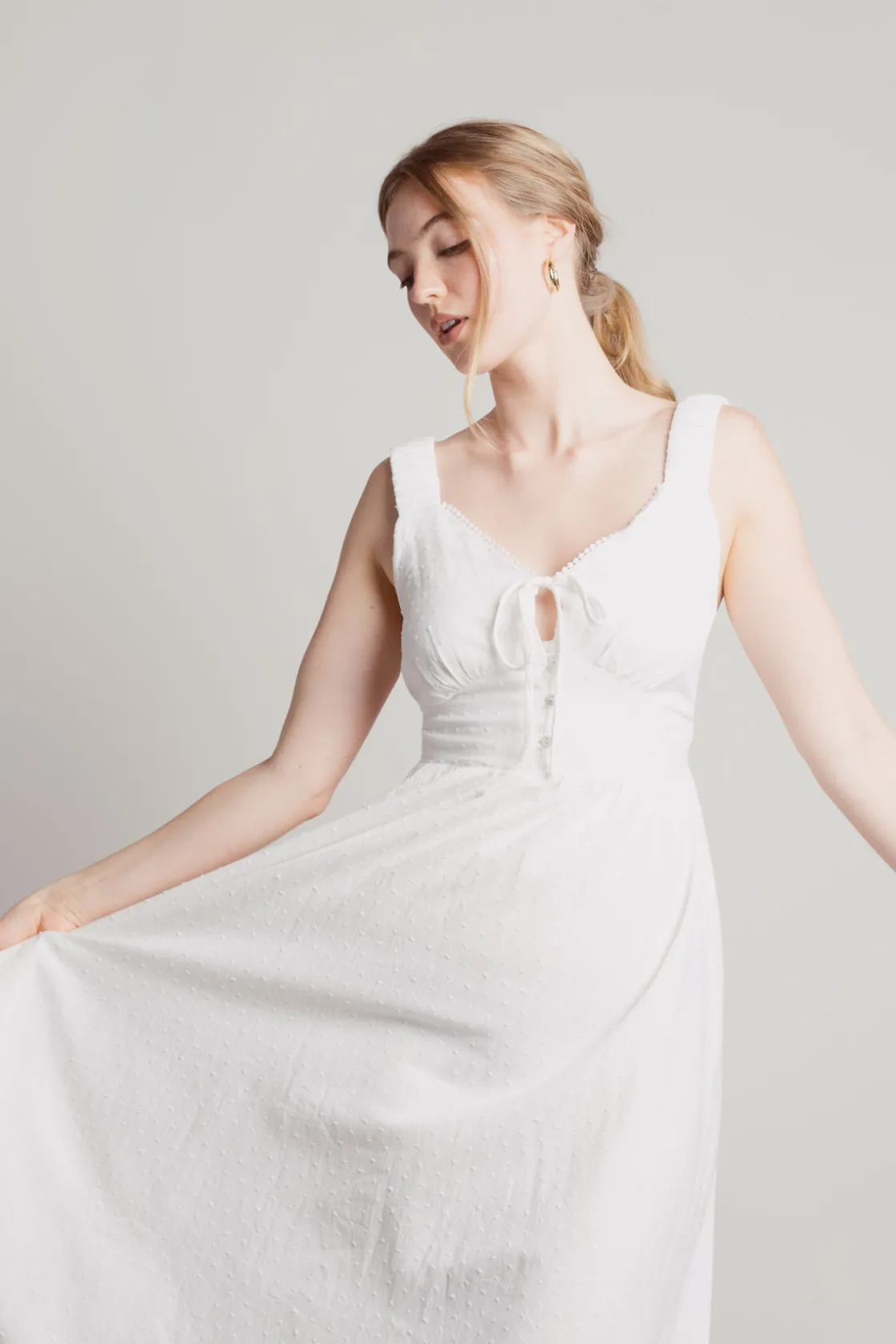 Tobi Sweet Touch Swiss Dot Lace Midi Dress