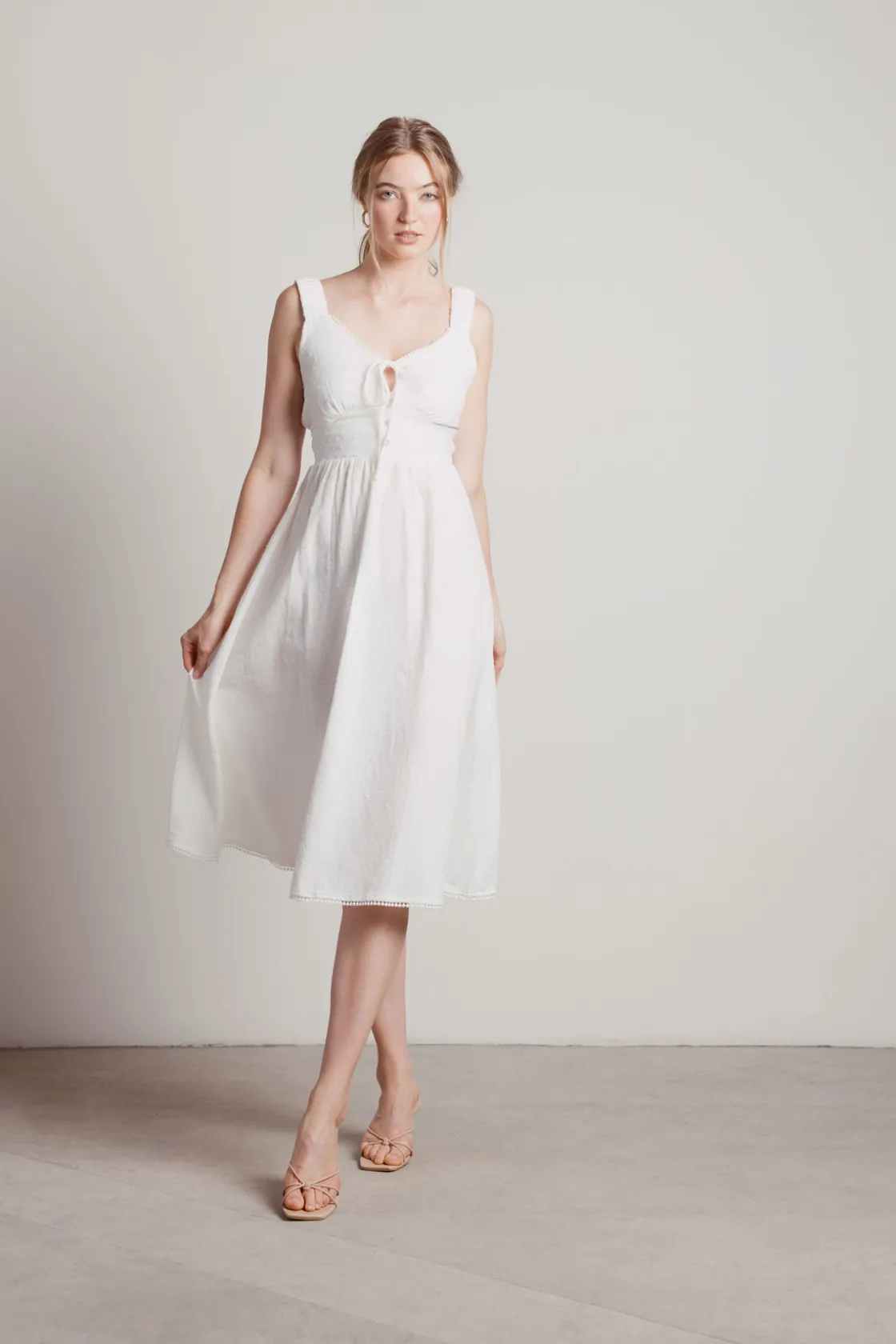 Tobi Sweet Touch Swiss Dot Lace Midi Dress