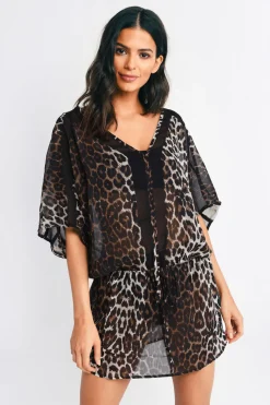 Tobi Swept Away Leopard Print Shift Mini Dress -