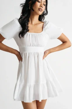 Tobi Syrah Puff Sleeve Skater Mini Dress -