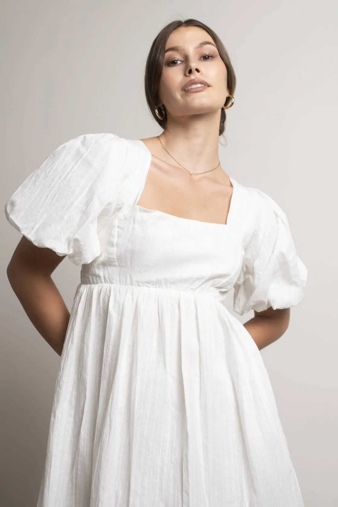 Tobi Takara Puff Sleeve Babydoll Mini Dress