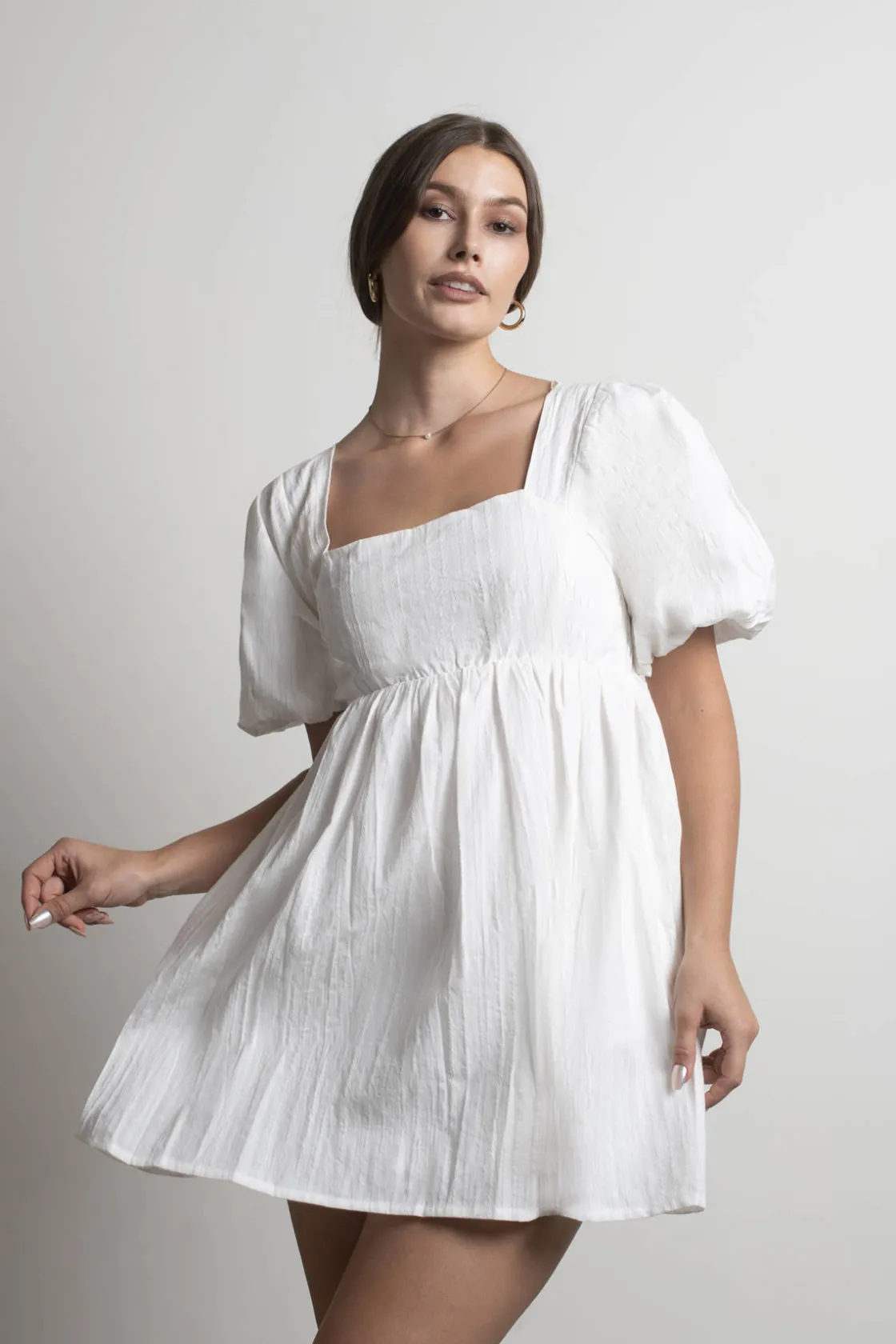 Tobi Takara Puff Sleeve Babydoll Mini Dress