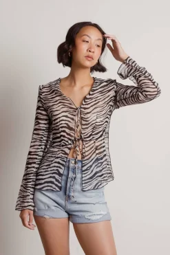 Tobi Take Me Out Again Front Tie Blouse -