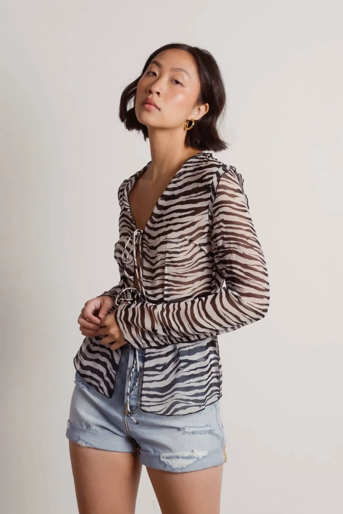 Tobi Take Me Out Again Front Tie Blouse -