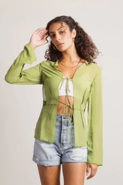 Tobi Take Me Out Open Front Blouse - White