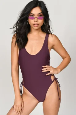 Tobi Taking Sides Lace Up Monokini - Black