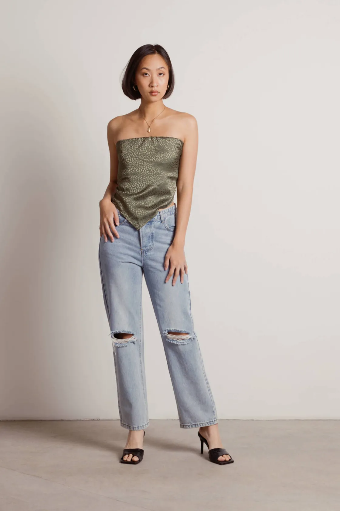 Tobi Talk About Me Tube Top - Moss