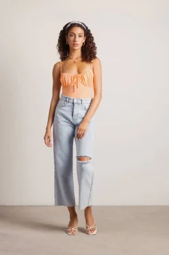 Tobi Tangerine Ruched Bodysuit -