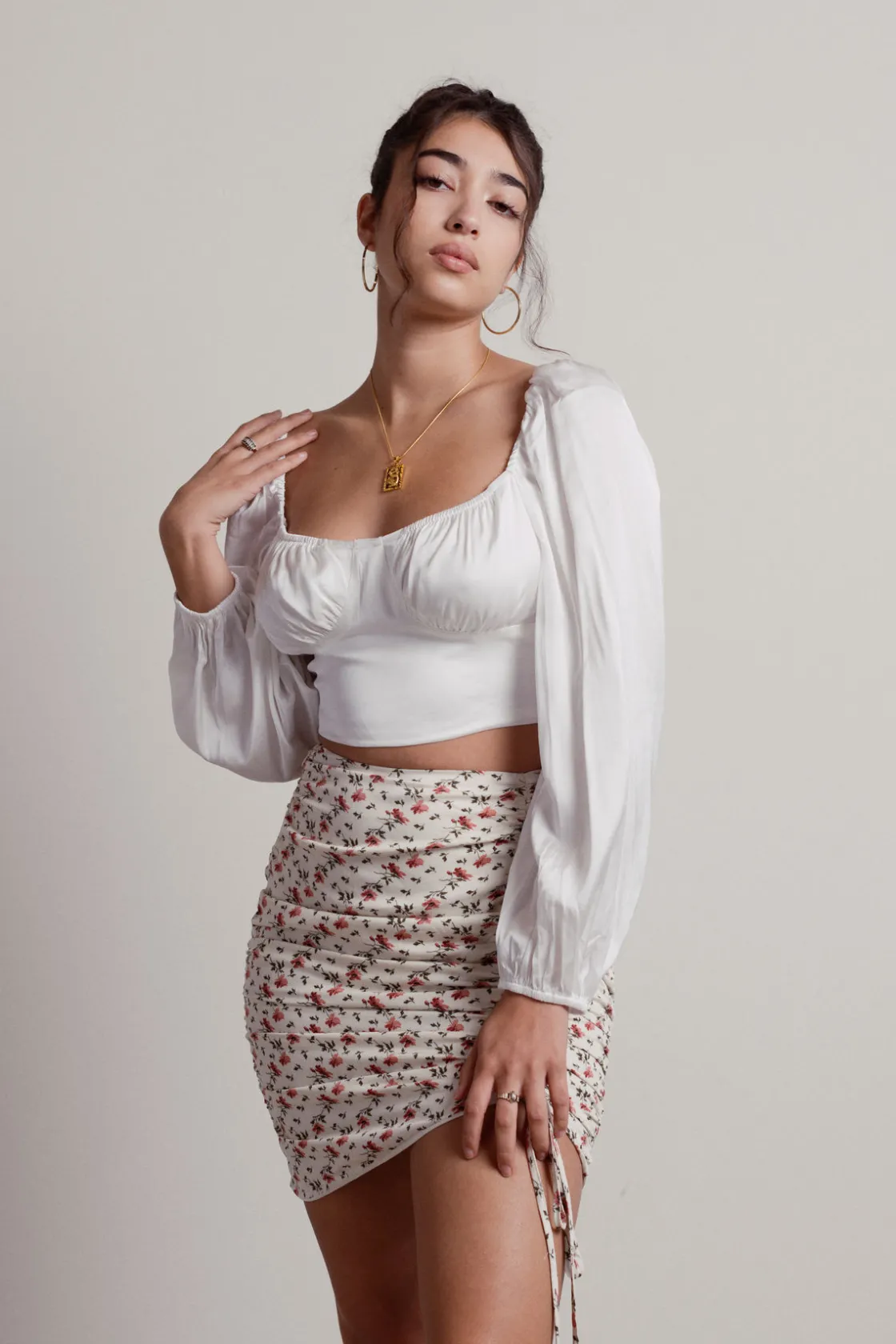 Tobi Tea Time Back Tie Bustier Crop Top