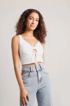Tobi Tell Me It All Crop Top - Ivory